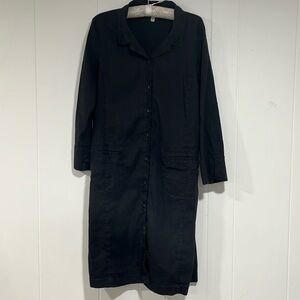 Eileen Fisher calf-length shirt dress linen blend Sz 8 long sleeve